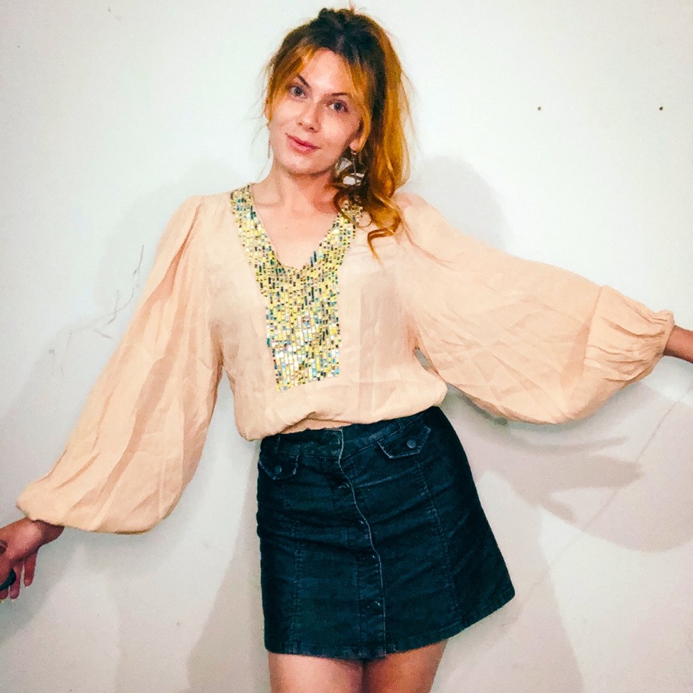 NWT Anthropologie balloon sleeve top